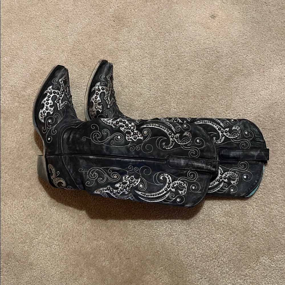 Corral Embroidered Black Western Boots - image 2